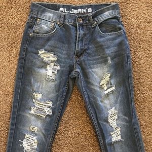 FIL Dark Wash Distressed Skinny Jeans